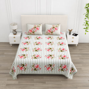 Cotton Printed Polka Theam double Bedsheet with Pillow Cover