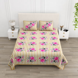 Cotton Printed Polka Theam double Bedsheet with Pillow Cover