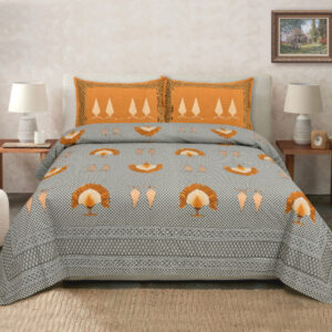 Cotton Printed Rose Gold Theme Double Bedsheets With 2 Pillow Cover