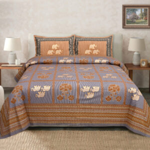 Cotton Printed Rose Gold Theme Double Bedsheets With 2 Pillow Cover