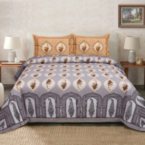 Cotton Printed Rose Gold Theme Double Bedsheets With 2 Pillow Cover