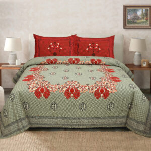 Cotton Printed Rose Gold Theme Double Bedsheets With 2 Pillow Cover