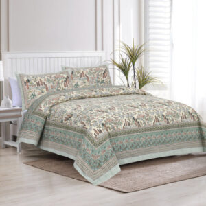 Cotton Printed Satrangi Theme Double Bedsheet with Pillow Cover
