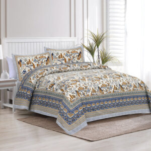 Cotton Printed Satrangi Theme Double Bedsheet with Pillow Cover