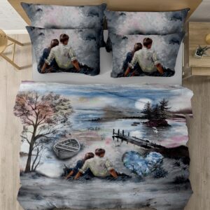 SAMPT - Modern Art Cotton Satin Printed Bedsheet With Dohar and Pillow Cover Set