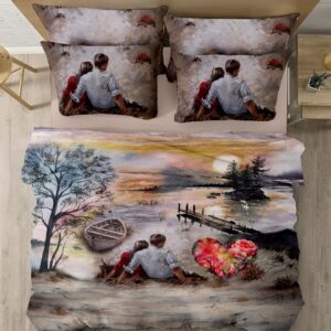 SAMPT - Modern Art Cotton Satin Printed Bedsheet With Dohar and Pillow Cover Set