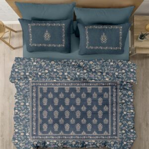 SAMPT - Modern Art Cotton Satin Printed Bedsheet With Dohar and Pillow Cover Set