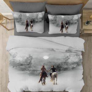 SAMPT - Modern Art Cotton Satin Printed Bedsheet With Dohar and Pillow Cover Set