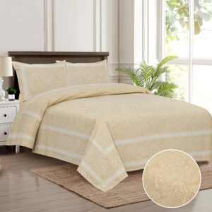 Cotton Printed Sui Dhaga Theme Double Bedsheet with Pillow Cover