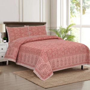 Cotton Printed Sui Dhaga Theme Double Bedsheet with Pillow Cover