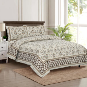 Cotton Printed Sui Dhaga Theme Double Bedsheet with Pillow Cover