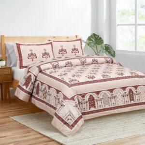 Cotton Printed Sargam Theme Double Bedsheet with Pillow Cover