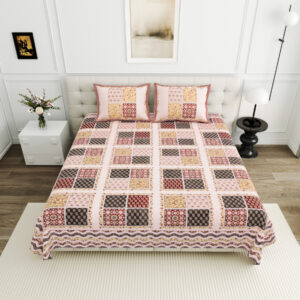 High Quality Cotton Printed Savera Theme Double Bed Bedsheet With 2 Pillow Cover