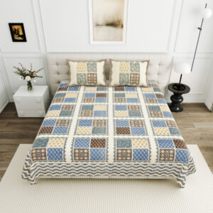 High Quality Cotton Printed Savera Theme Double Bed Bedsheet With 2 Pillow Cover