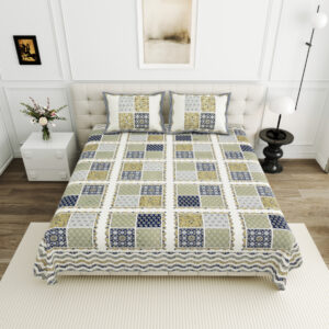 High Quality Cotton Printed Savera Theme Double Bed Bedsheet With 2 Pillow Cover
