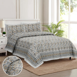 Cotton Printed Tulsi Theme Double Bedsheet with Pillow Covers
