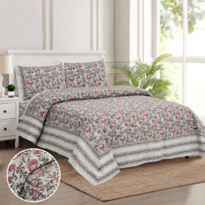 Cotton Printed Tulsi Theme Double Bedsheet with Pillow Covers