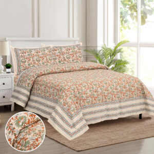 Cotton Printed Tulsi Theme Double Bedsheet with Pillow Covers