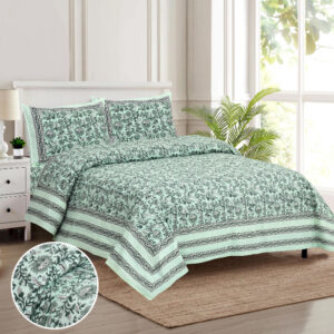 Cotton Printed Tulsi Theme Double Bedsheet with Pillow Covers