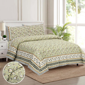 Cotton Printed Tulsi Theme Double Bedsheet with Pillow Covers