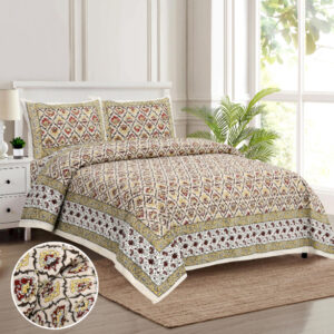 Cotton Printed Tulsi Theme Double Bedsheet with Pillow Covers