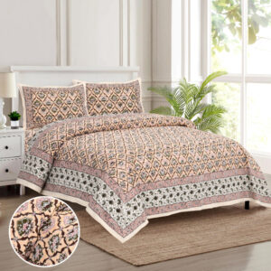 Cotton Printed Tulsi Theme Double Bedsheet with Pillow Covers