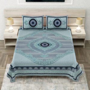 Cotton Printed Voilet Theme Double Bedsheet with Pillow Cover