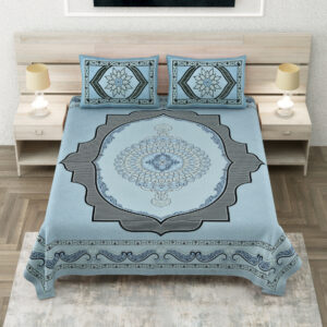 Cotton Printed Voilet Theme Double Bedsheet with Pillow Cover