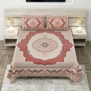 Cotton Printed Voilet Theme Double Bedsheet with Pillow Cover