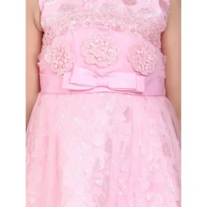 Generic Girl's Net Embroidered Sleeveless Dress (Pink)