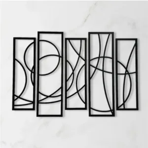 Generic Wooden 5-Piece Wall Art Panel Frame – Elegant Black Abstract Design